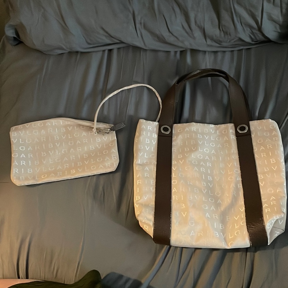 Authentic Bvlgari Tote bag Beige Brown Woman